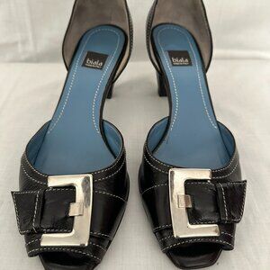 Biala Black Leather Shoes with buckle detail, size 8